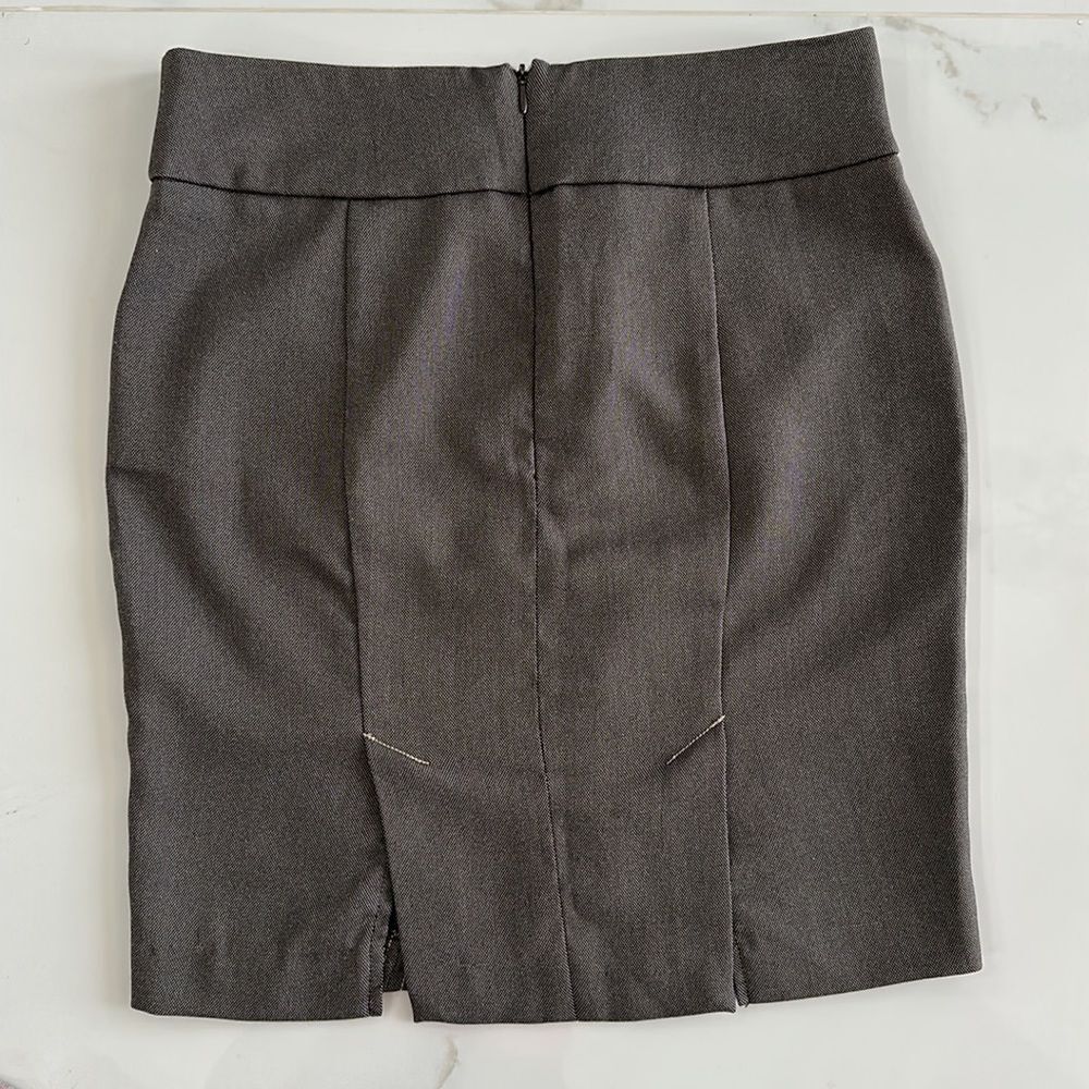 XOXO Brown Pencil Skirt Knee-Length Back Slit Sz 0 HIGT WAIST - Picture 6 of 11